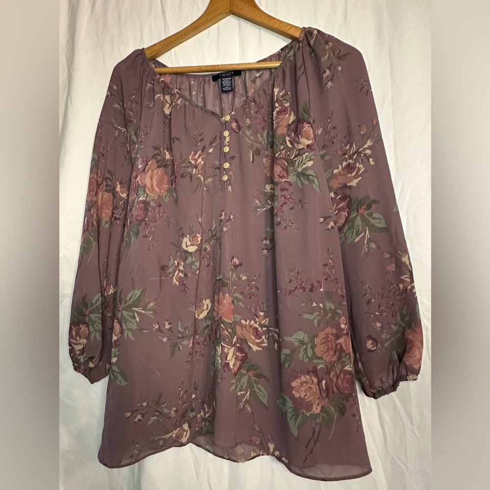 Chaps Women’s Floral Blouse size 1X - Picture 4 of 7